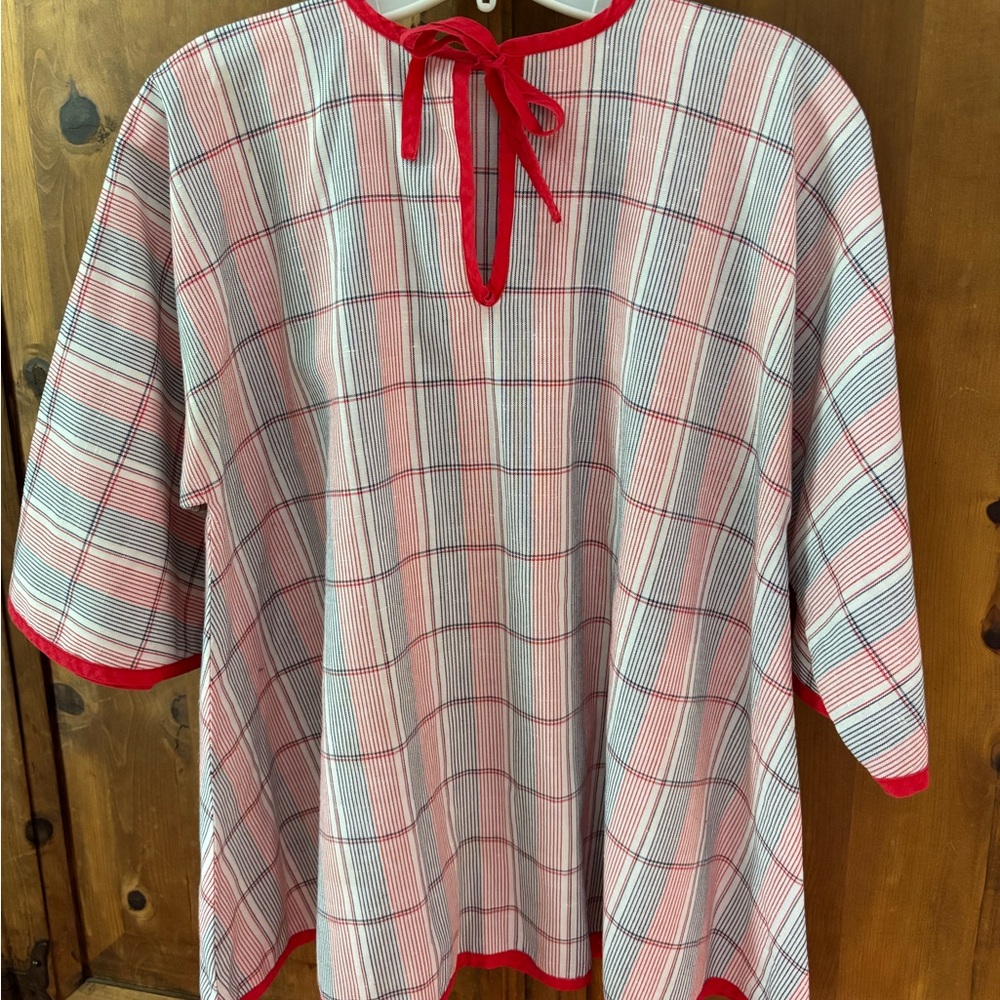 Vintage Red and White Plaid Tunic Top